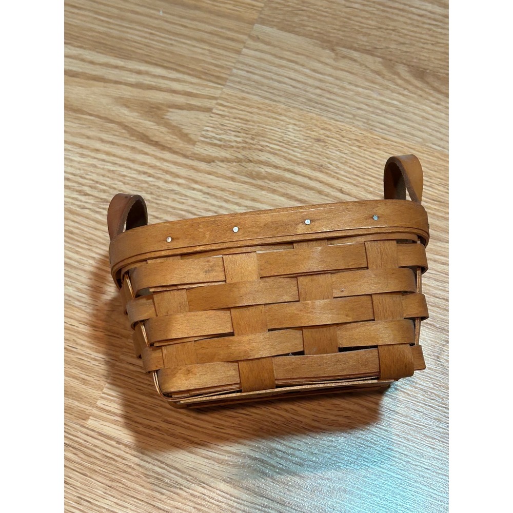 Longaberger 1993 Handwoven Rectangular Basket with Leather Handles Dresden Ohio